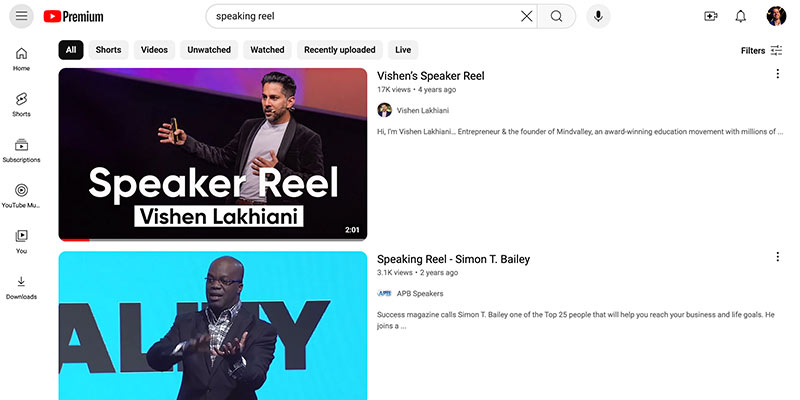 find a keynote speaker on youtube